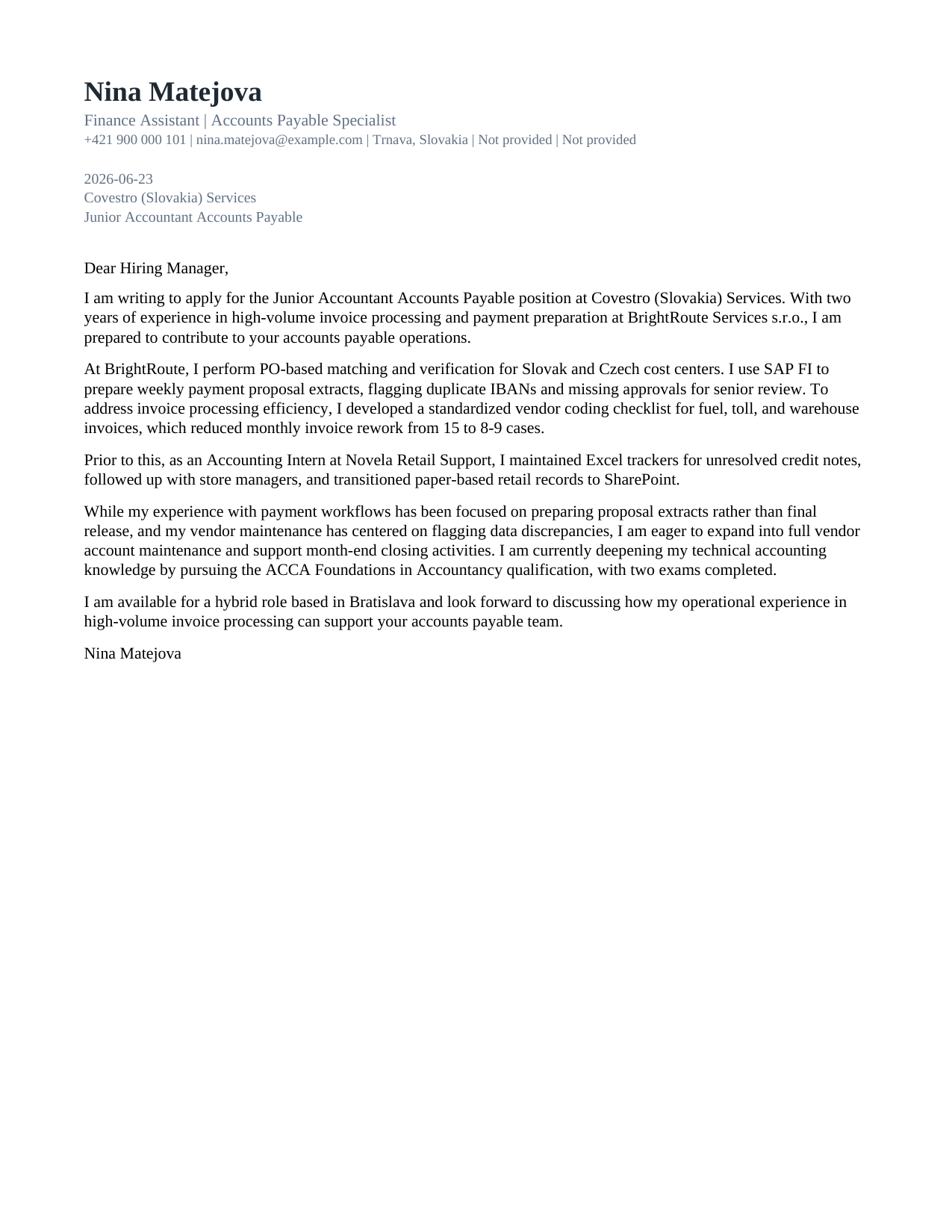 Preview of the Classic Letterhead cover-letter format